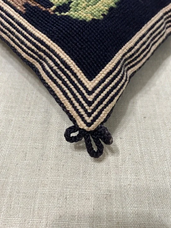 Vintage Lillian Vernon Needlepoint Fruit Pillow with Red Apples and Velvet Back - Picture 2 of 10